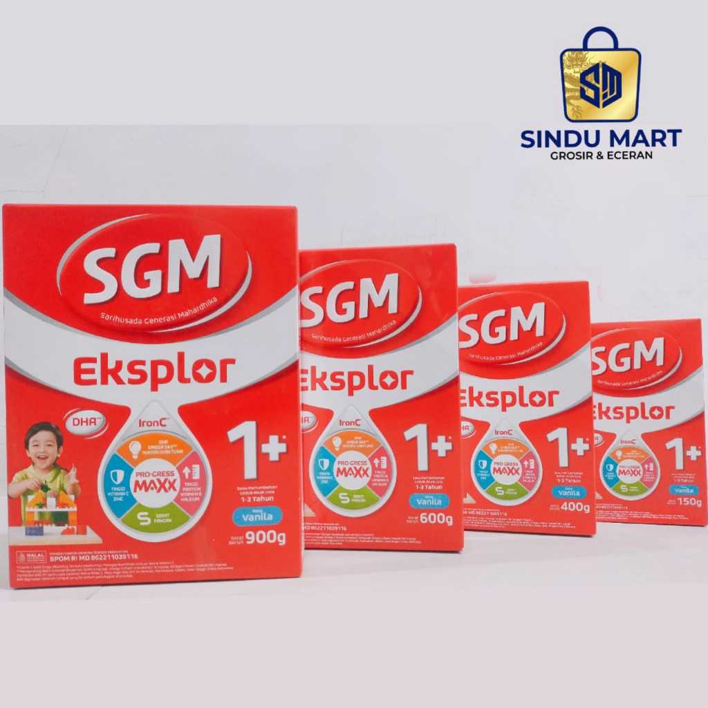 

Susu bubuk SGM Ekspor 1+ rasa vanila umur 1-3 tahun tersedia netto 900,600,400,150 gram | shopee sindumart