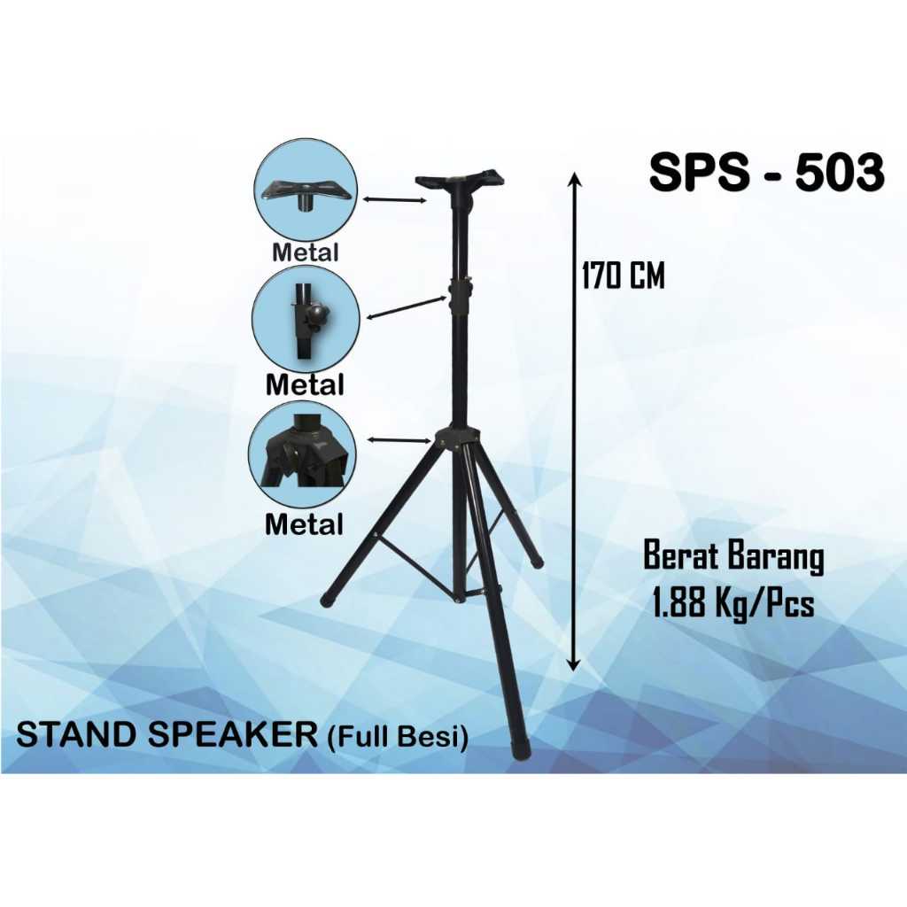 (JUAL 1 BUAH) stand speaker hitam SPS 503 / SPS503 - FULL BESI