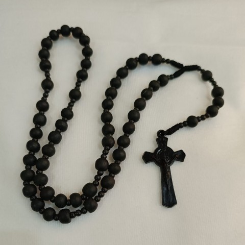 Yeraya Rosario Tali Kayu Hitam 8 mm kalung doa rosario full hitam rosario mote salib rosario katolik