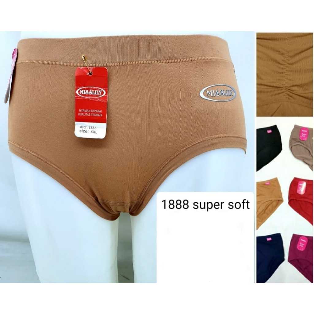6PCS CELANA DALAM MISSLILY Art 1388 /1888 SUPER SOFT / CD WANITA SUPER SOFT JAHIT BELAKANG KARET/ CD