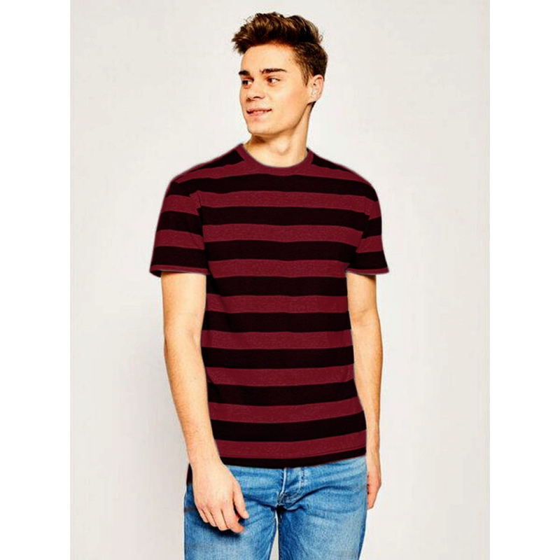 Baju Kaos Stripe Salur Garis Garis Samping Pria Dewasa Lengan Pendek Distro Terlaris