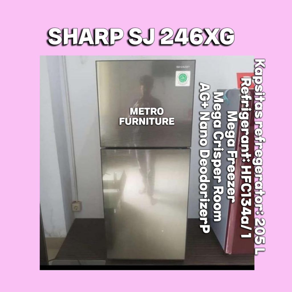 KULKAS SHARP 2 PINTU SJ 246XG KULKAS PENDINGIN SHARP 2 PINTU TANPA SALJU SJ 246XG
