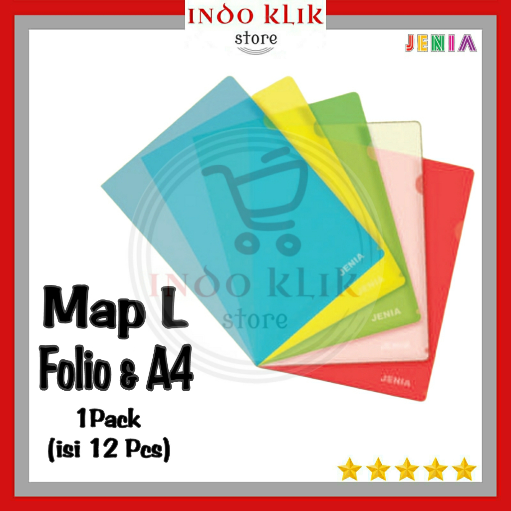 

Map Plastik L Bening Folio A4 / Map Sorong Warna JENIA / Clear Sleeves
