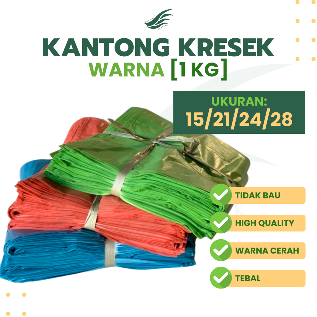 Kantong Kresek Warna Los Kiloan 1 kg Ukuran 15 21 24 28 - Plastik HD Los Warna Kecil Sedang Besar
