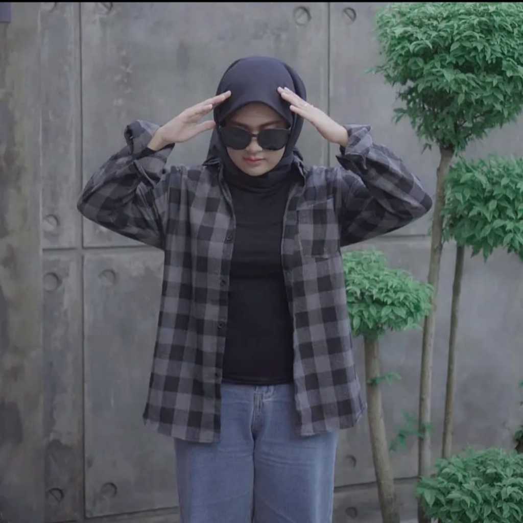 Kemeja Kotak-Kotak Flanel Lengan Panjang Wanita Premium Original Baju Couple Motif Terbaru