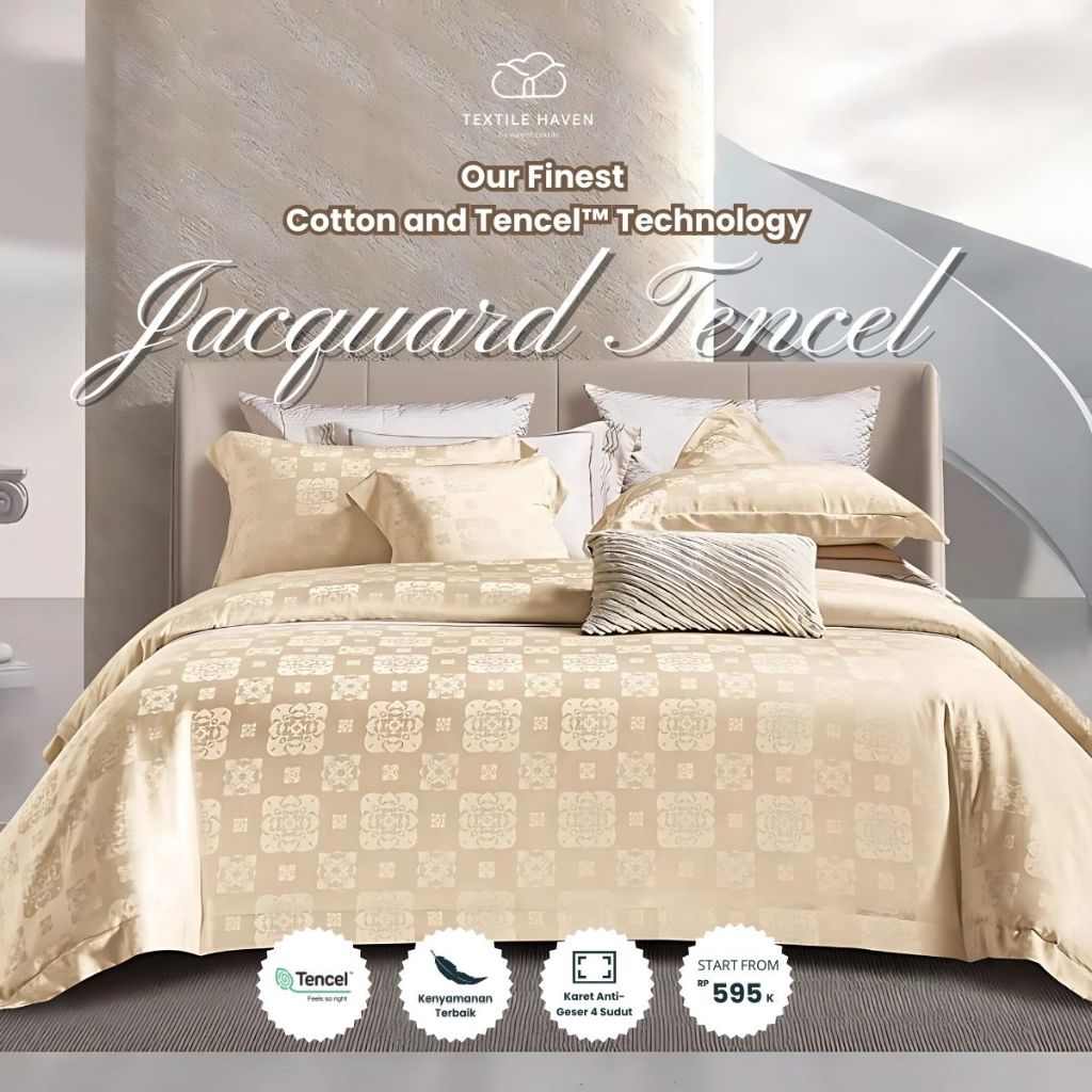 Sprei dan BedCover Jacquard Sutra Serat Bamboo Original 80s | Sprei KingKoil Sutra Emboss tinggi 40