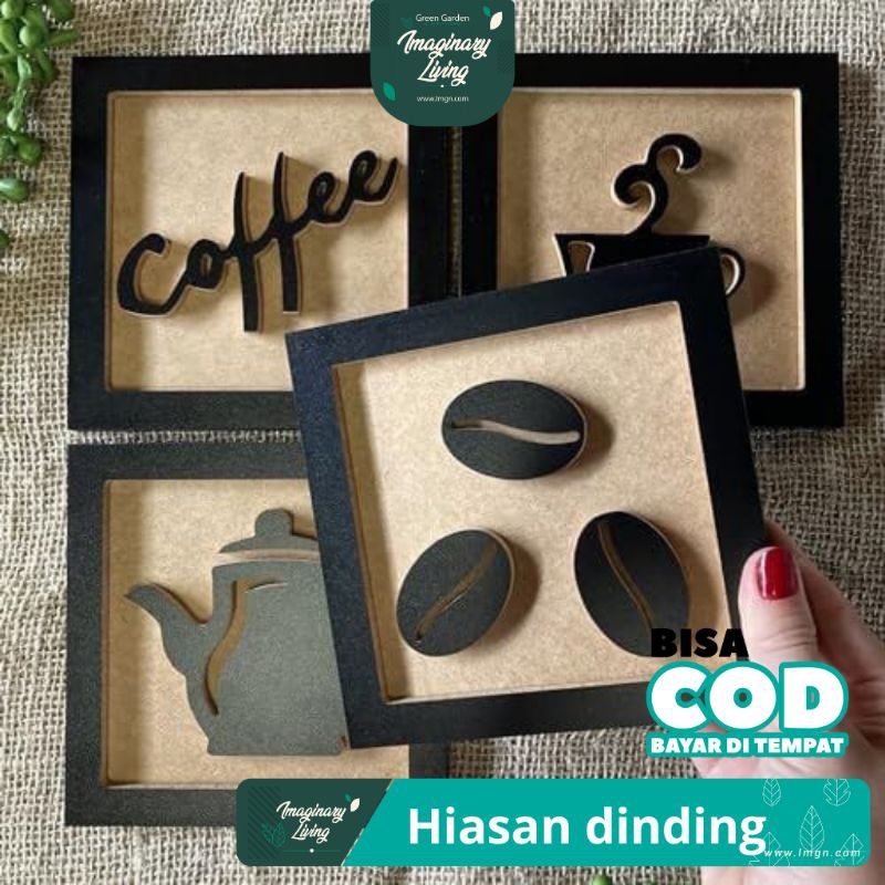 Hiasan Dinding Dapur Tema Coffe | Hiasan Aesthetic | Hiasan Dinding Kayu Laser Cutting