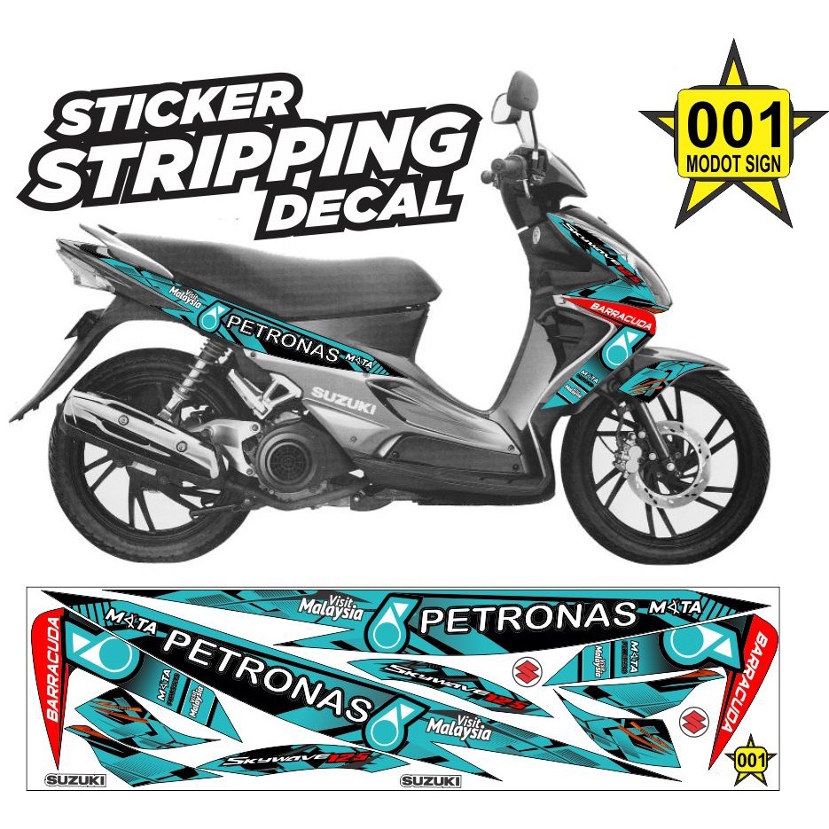 stiker motor suzuki skywave karbu striping skywave petronas dan mandalika