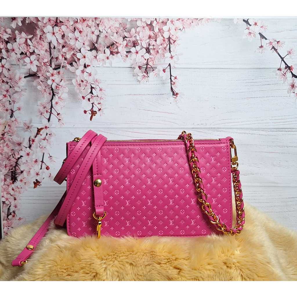 PL LV**Clucth  Sling bag Rare Genuine Leather Pink