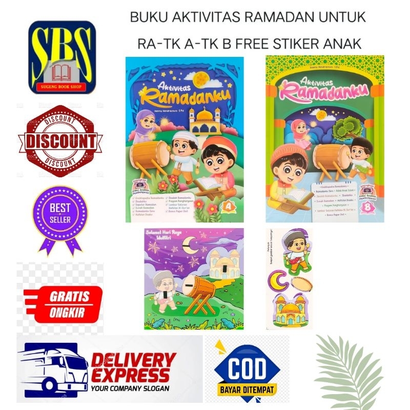 BUKU AKTIVITAS RAMADANKU UNTUK RA-TK A-TK B Free Stiker Anak