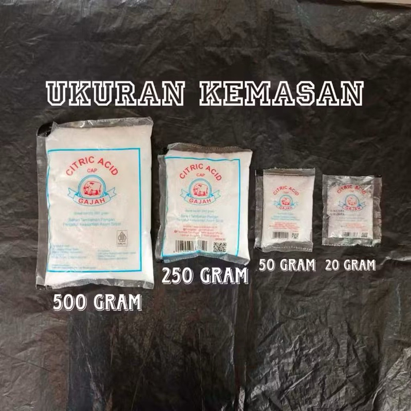 

ASAM SITRUN CITRIC ACID FOOD GRADE CAP GAJAH