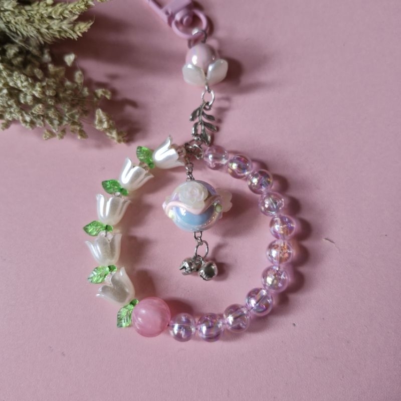 Gantungan Kunci Bunga Pandora Pink / Keychain Pink Pandora Flower