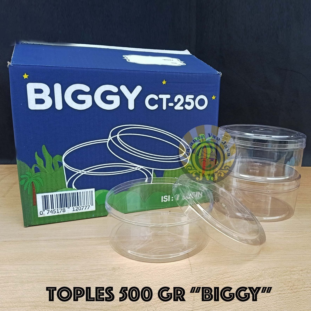 Toples Biggy CT 250 Toples Kue Kering Nastar Toples Plastik Biggy Bulat 500 gram (12pcs)