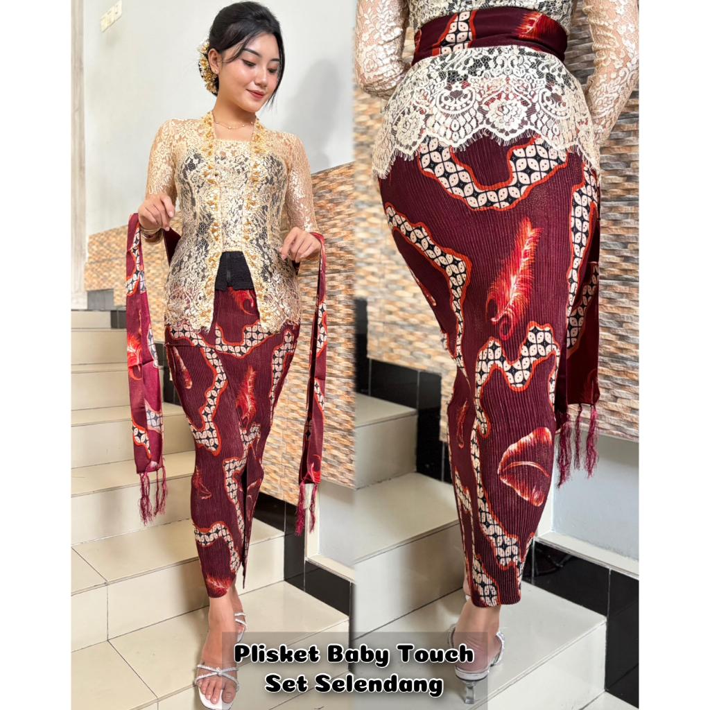 [PROMO] Plisket batik include selendang/rok bali/kamen bali