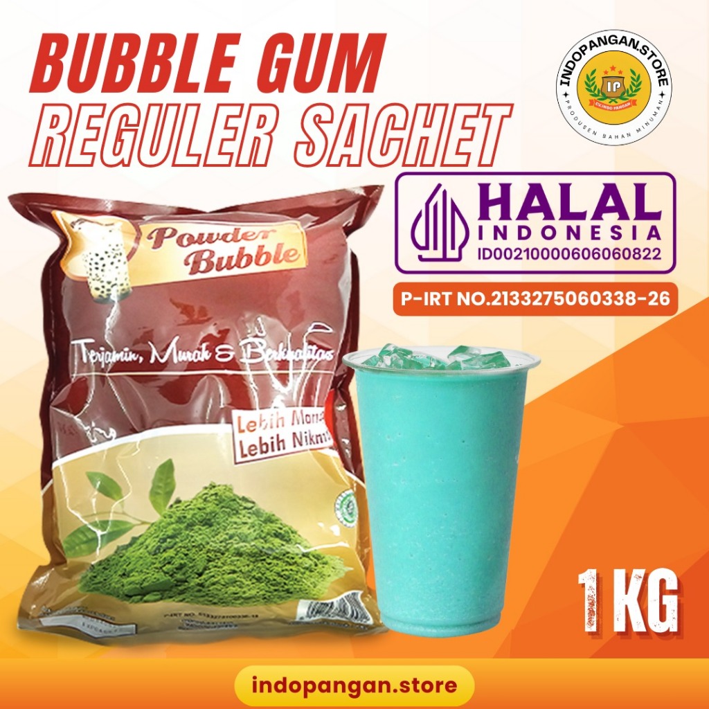 

Powder Rasa Bubble Gum 1 Kg (MIX GULA) Kemasan Sachet - Bubuk Minuman Rasa Permen Karet Biru 1 Kg