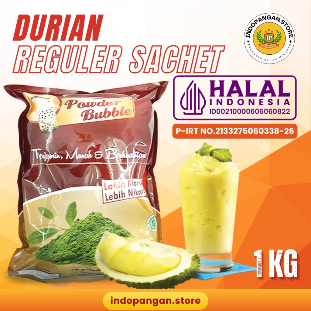 

Powder Rasa Durian 1 Kg (MIX GULA) Kemasan Sachet - Bubuk Minuman Rasa Durian 1 Kg