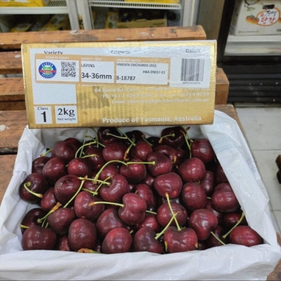 

Cherry Tasmanian 43 South 1 Box 2 Kg Size 34-36