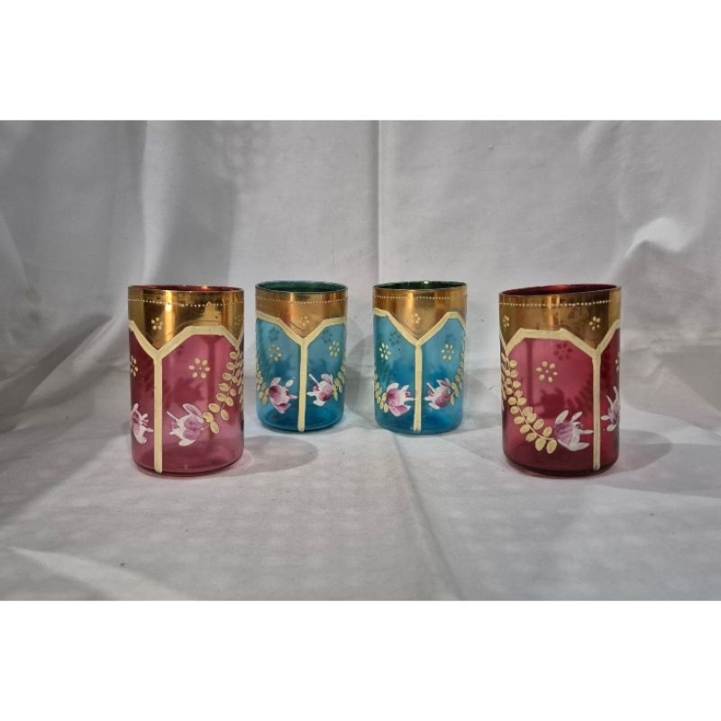 paket gelas kristal warna eropa antik