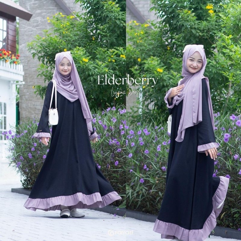 Liyana Dress Remaja Perempuan Simple Lebaran Terbaru 2025 Gamis wanita Elegant Bahan Ceruty babyDoll