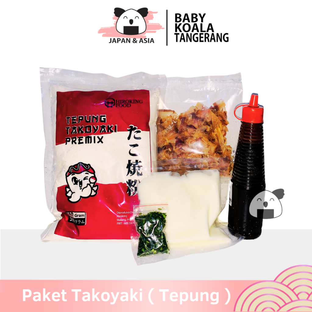 

PAKET TAKOYAKI REGULER │Tepung, Katsuobushi, Saus Takoyaki, Aonori HALAL - Bekasi