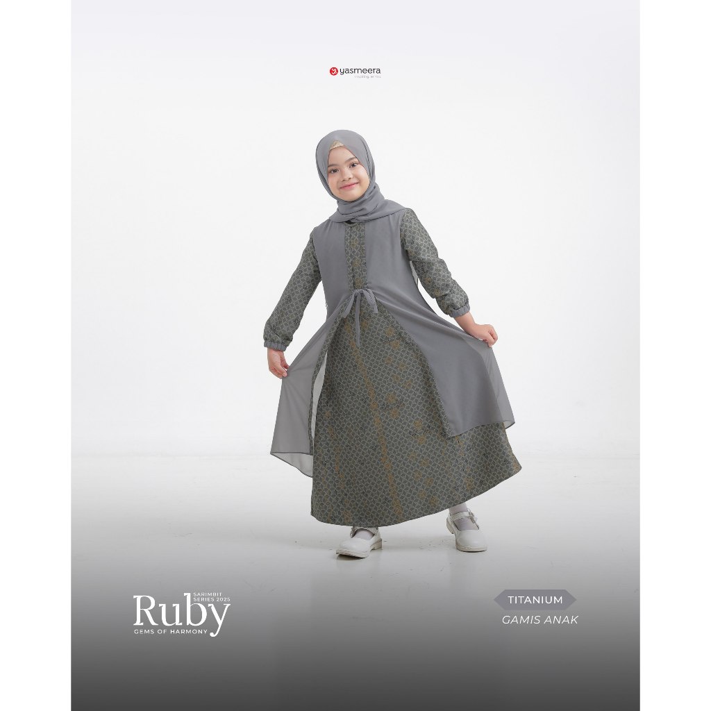 YASMEERA SARIMBIT RUBY I Gamis anak look seperti outer satin mix ceruti baby doll cantik imut