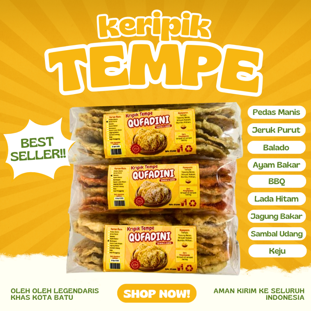 

Keripik Tempe Pedas Daun Jeruk Snack Kripik Tempe Murah Premium