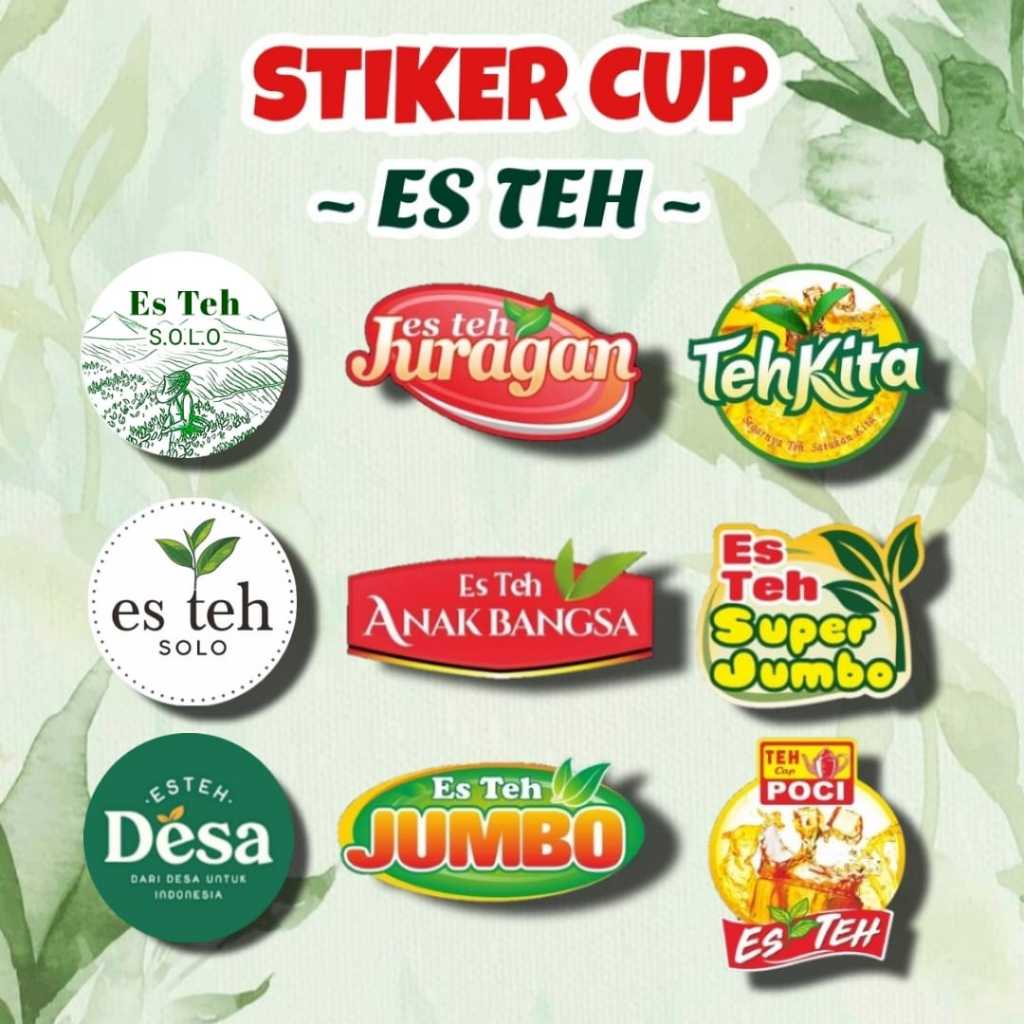 

Stiker Es Teh | Cetak Sticker Cup Minuman | Label Kemasan | Sticker Custom