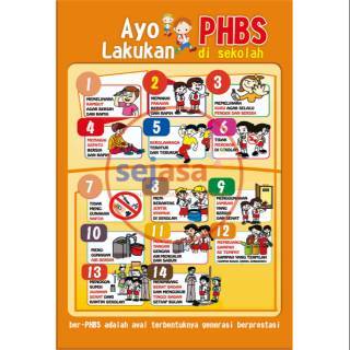 Poster PHBS Anak Sekolah, PHBS Sekolah, Sekolah Sehat, Poster UKS, LAMINATING