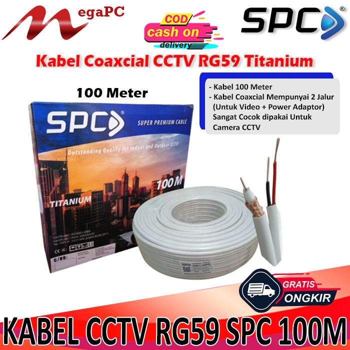 RB22 Kabel Coaxial CCTV RG59 Plus Power SPC Titanium 100 Meter
