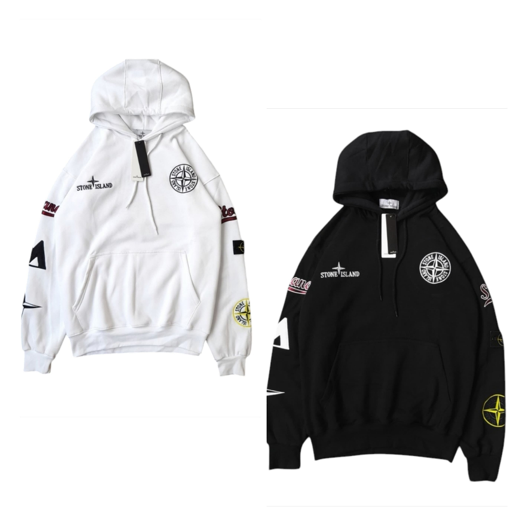 Jaket Sweater Hoodie Stone Island Full Bordir & Full Tag Distro Premium Like New Ori Pria Wanita Bes
