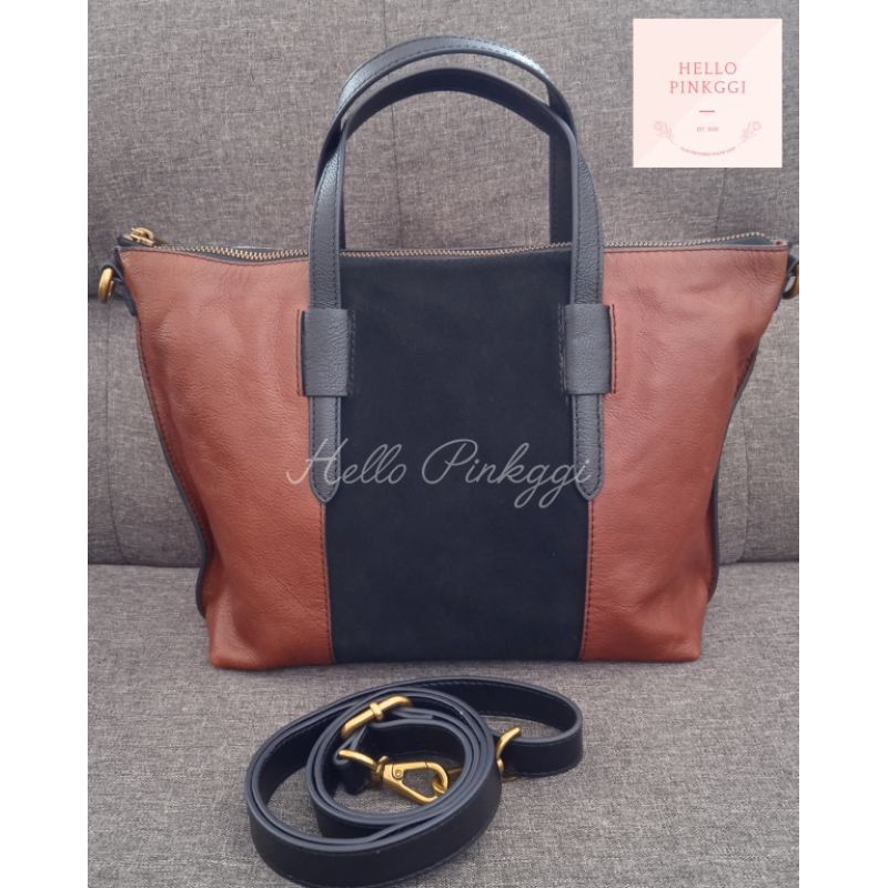 PRELOVED Fossil Skylar Satchel Brown Black