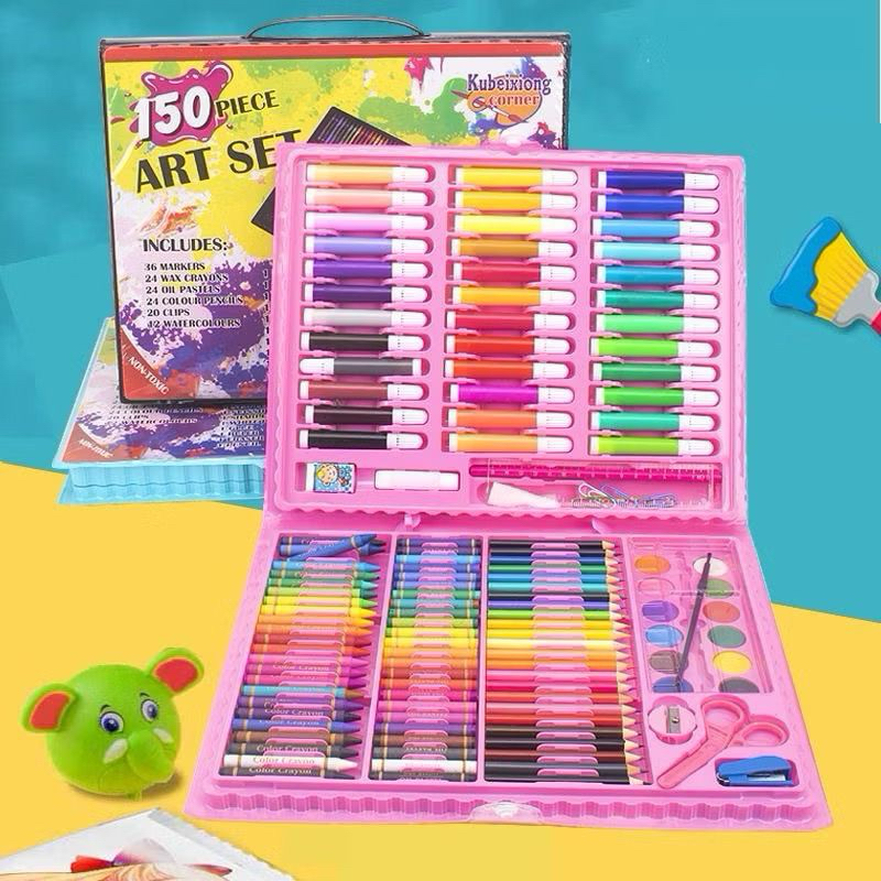 

(BISA COD) Pensil Warna Anak Set Koper 150 Pcs Crayon Art Set Alat Mewarnai Dan Melukis Lengkap Oil Pastel