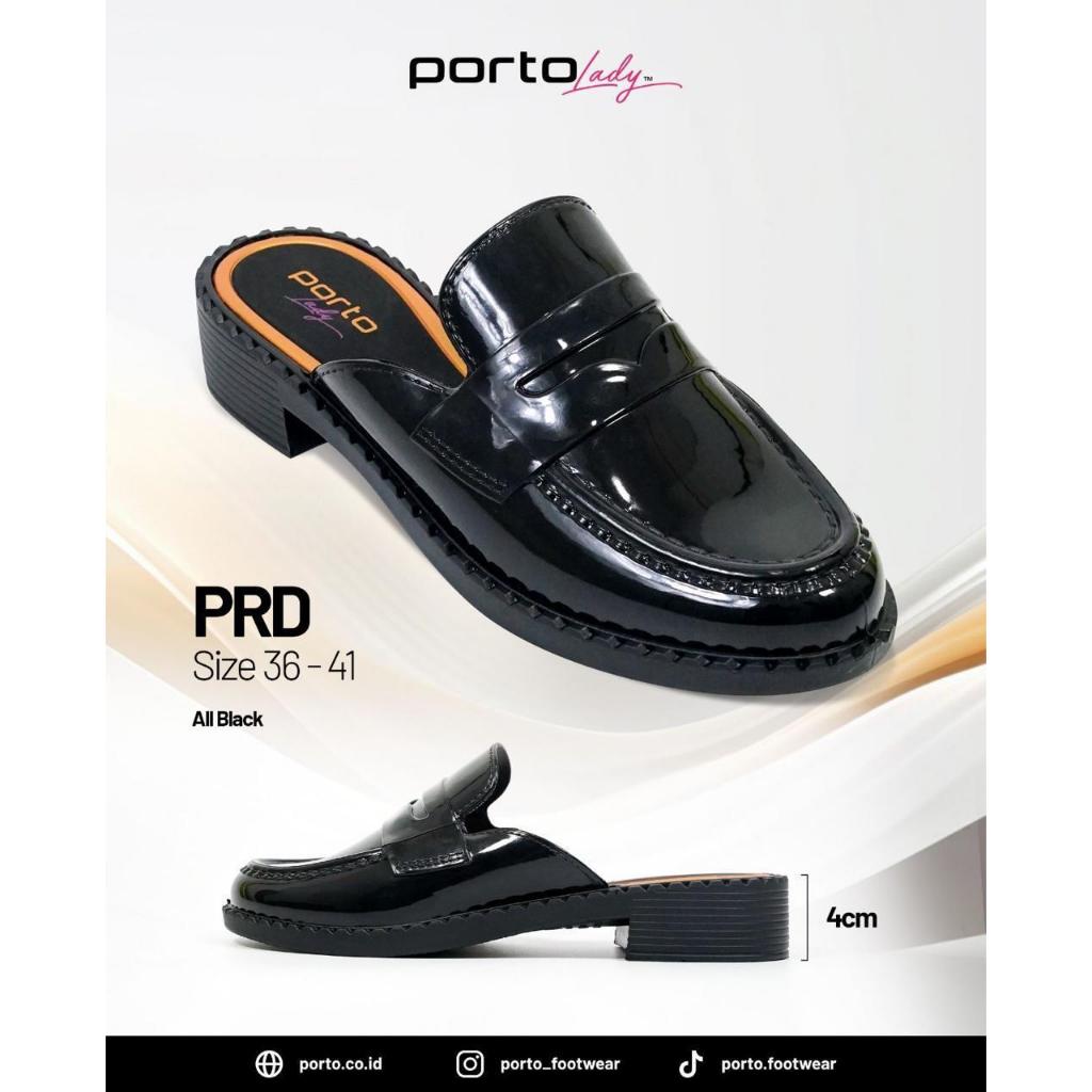 Sepatu Sandal Wanita Wedges Slip On Hitam Karet Jelly Porto Lady