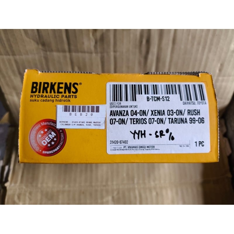 BIRKENS CLUTCH MASTER CYLINDER TOYOTA/DAIHATSU MASTER KOPLING ATAS