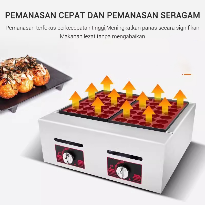 Ay00 Mesin takoyaki cetakan takoyaki anti lengket Kompor Takoyaki Gas 56 Lubang Kompor takoyaki dan