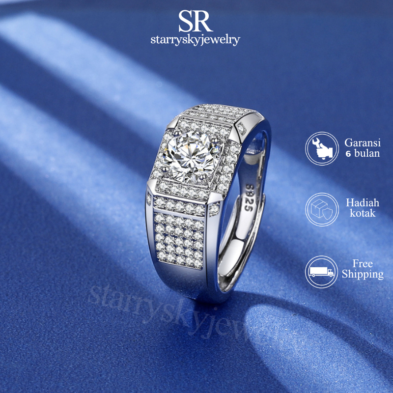 Cincin Titanium Pria Cincin Emas Putih Anti Karat Berlian Couple Cowok Keren Fashion Disesuaikan
