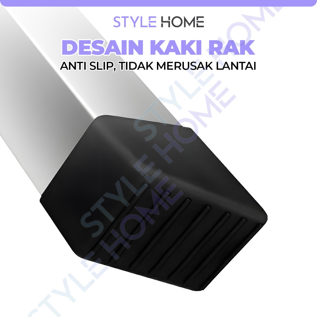 Sinarterang3 Stylehome Jemuran Baju Alumunium Jemuran Lipat Portable Anti Karat Jemuran 5 Tiang