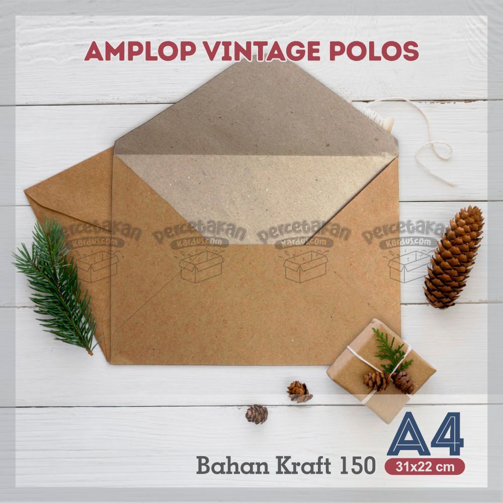 

Custom Sablon Amplop A4 Amplop Vintage Kraft 150 gr Free Design | Uk. 31x22 cm