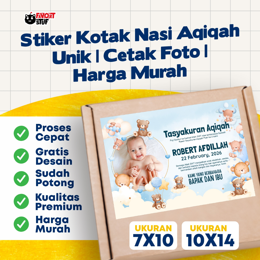 

Stiker Kotak Nasi Aqiqah: Cetak Foto, Desain Kustom, Harga Terjangkau!