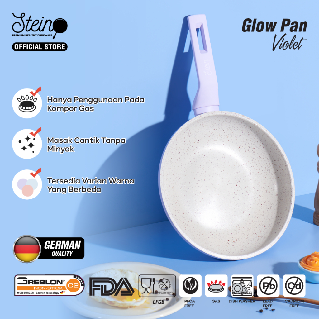 STEIN Glowpan Frypan 22cm (Panci Satuan) | Panci Anti-Lengket German | Panci Masak Official Store