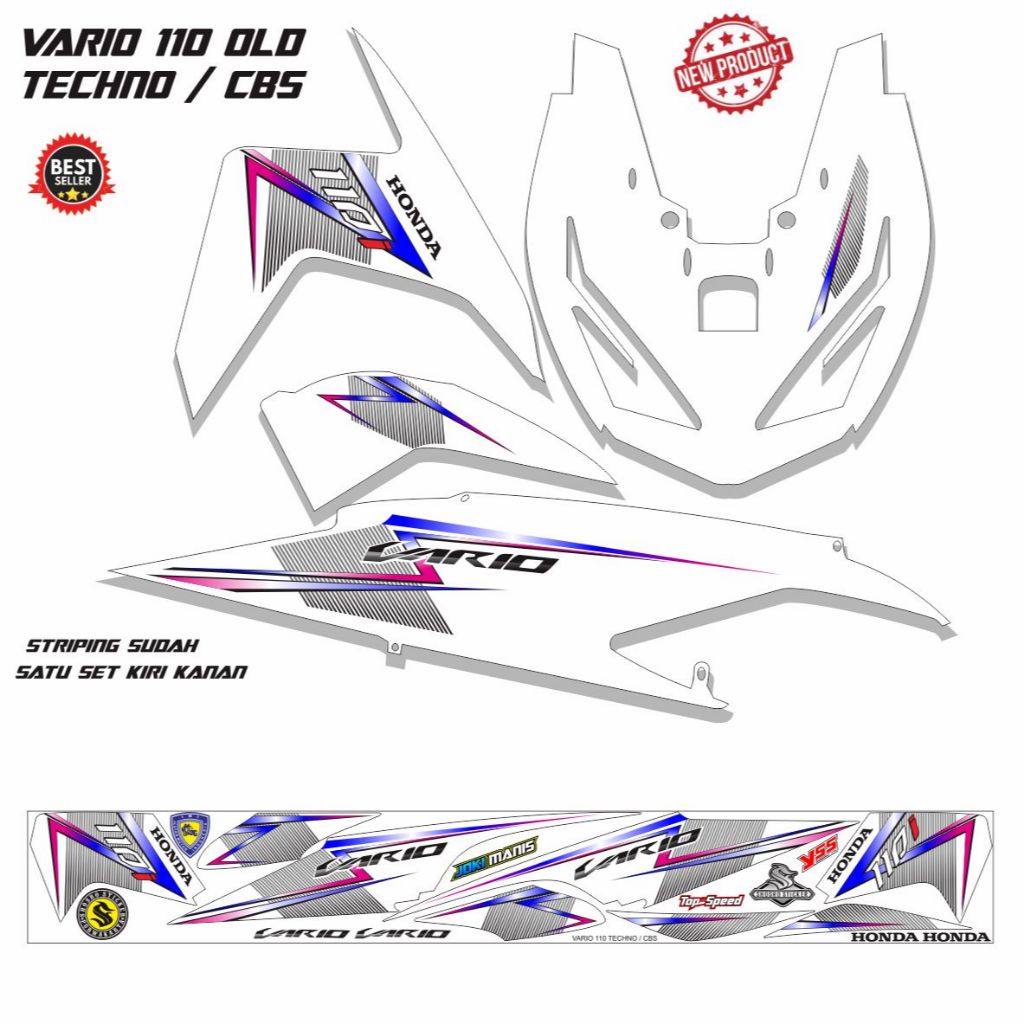 STIKER MOTOR STRIPING VARIO 110 OLD TECHNO CBS / STIKER VARIO CBS TECHNO OLD 110
