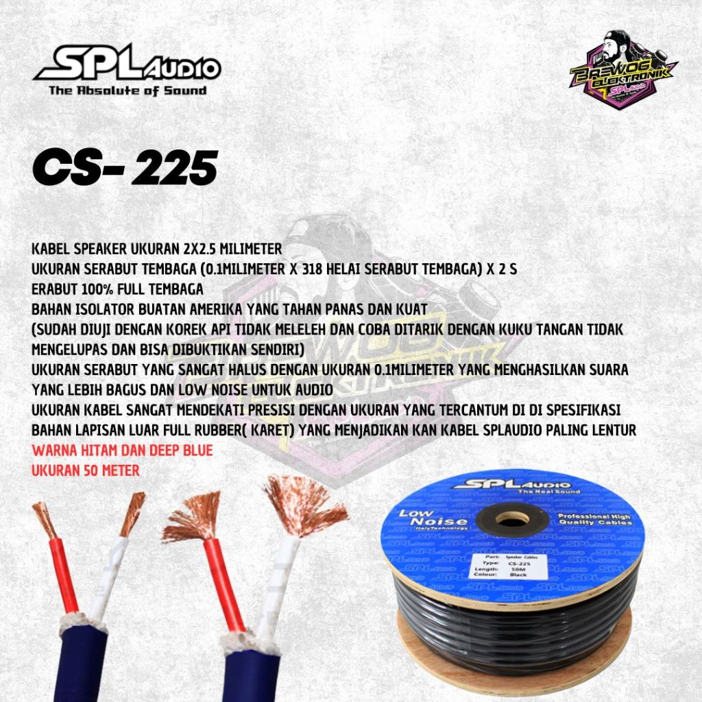 KABEL SPEAKER SPL CS225-50M ORIGINAL BREWOG SPL AUDIO