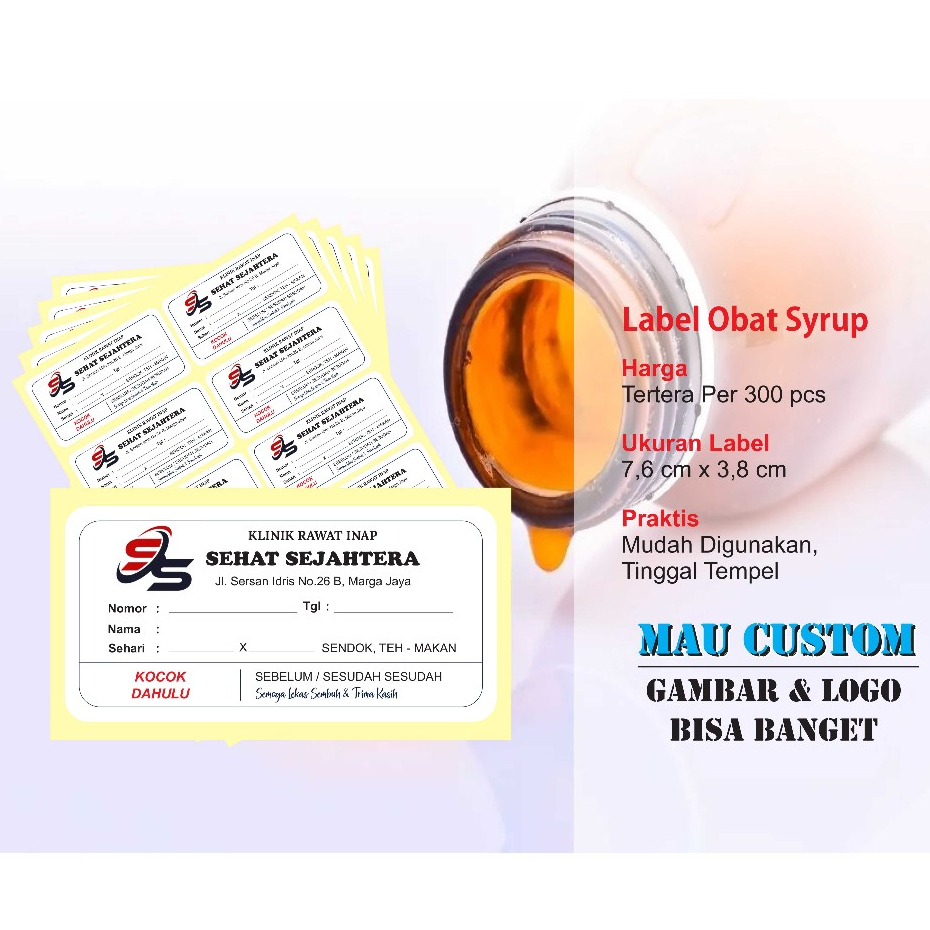 

LABEL STIKER OBAT SYRUP / LABEL OBAT / LABEL STIKER OBAT SIRUP (isi 300 pcs)