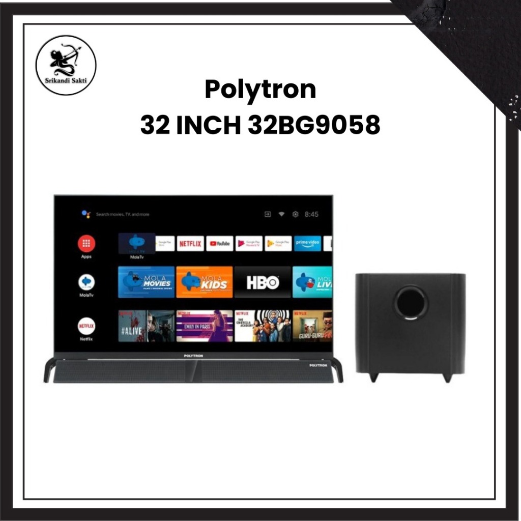 Polytron Tv 32 Inch 32BG9058 + Soundbar Subwoofer (AndroidTv) Bergaransi Resmi