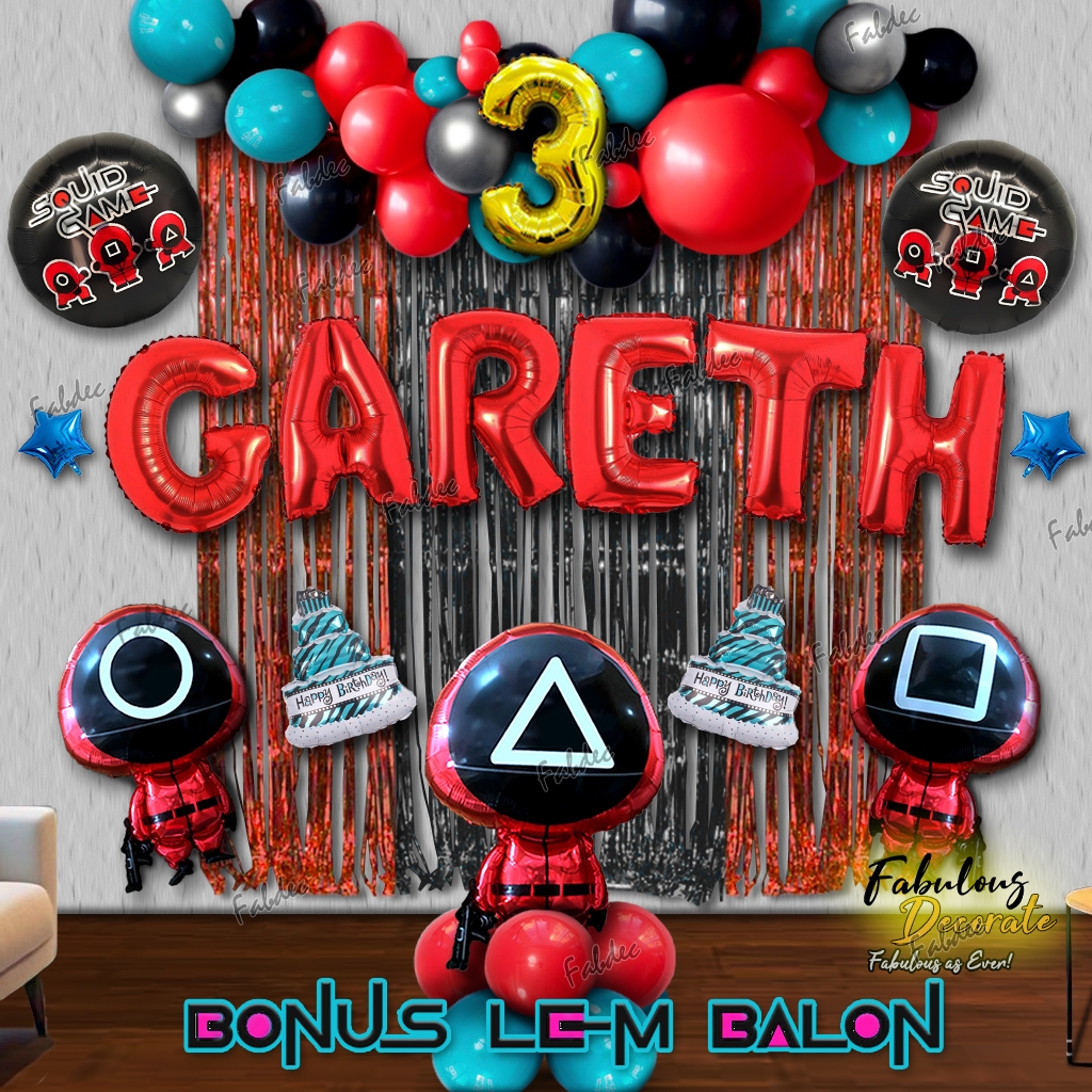 Fabulous Decorate Set Dekorasi Balon Squid Game / Balon Tema Squid Game / Balon Ulang tahun tema Squ