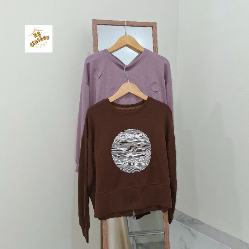 Atasan Kaos lengan panjang | lilac & coklat