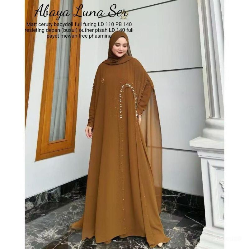 Baju atasan wanita promo Abaya luna,COD Dress wanita muslimah Gamis baju midi muslim wanita gaun leb