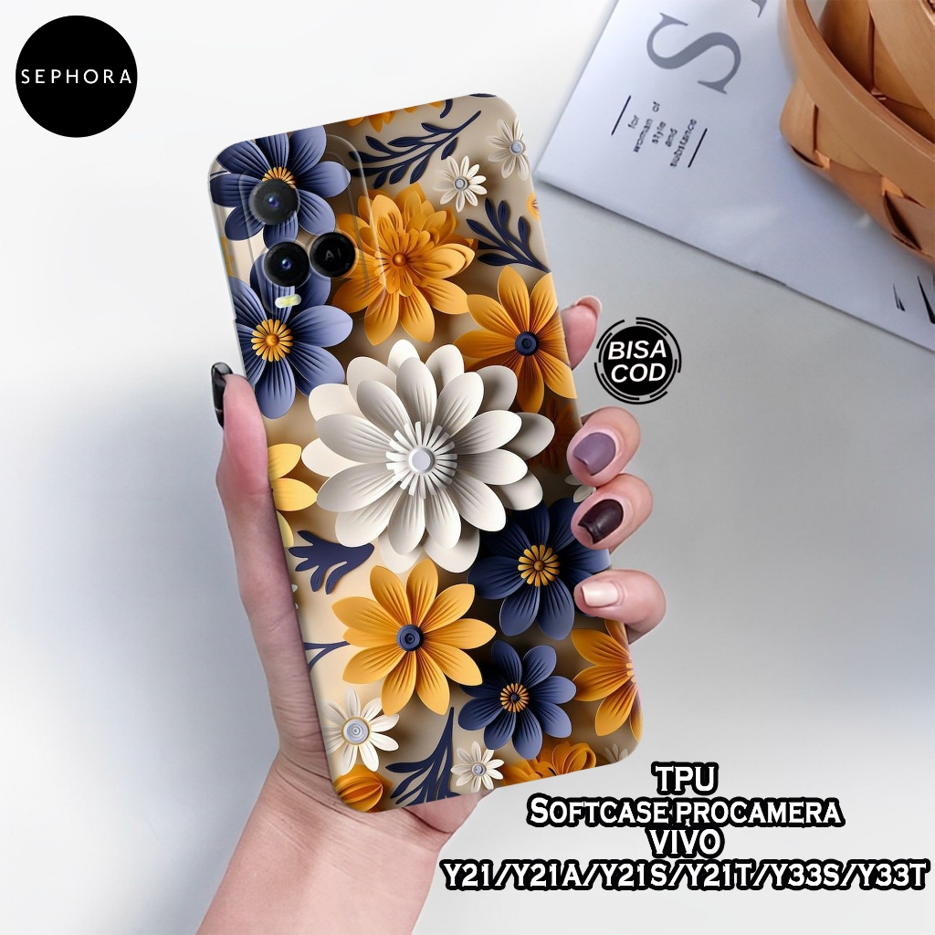 Case VIVO Y21/Y21A/Y21S/Y21T/Y33S/Y33T - Fashion Case Bunga - Softcase VIVO Y21/Y21A/Y21S/Y21T/Y33S/