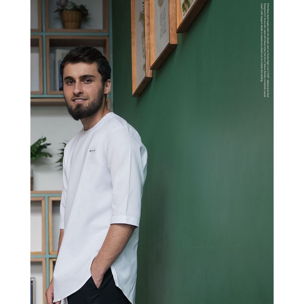 SAMASE Kurta Haigh Low U158P dan Kurta Casual L002 Koko Kurta Pakaian Muslim Pria Dewasa Lengan 3/4 