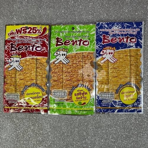 

[BELI 5 GRATIS 1] BENTO Squid Seafood Snack Sweet & Spicy Flavor / Super Spicy Seafood Flavor /Hot & Spicy Flavor (4 gram)